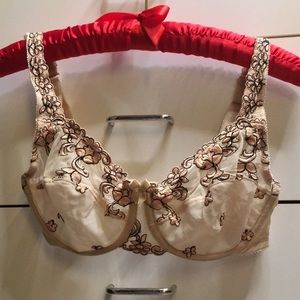 Feline 32DD lace mesh embroidered bra expensive